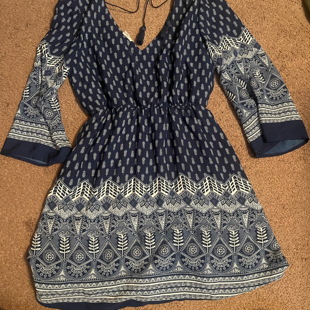 Pink owl knee length dress, size small.